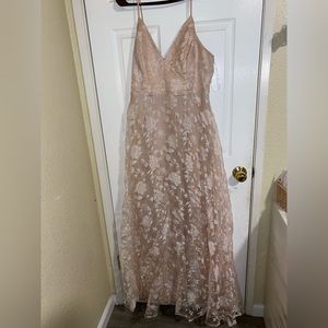 beautiful light pink/nude floral prom dress!